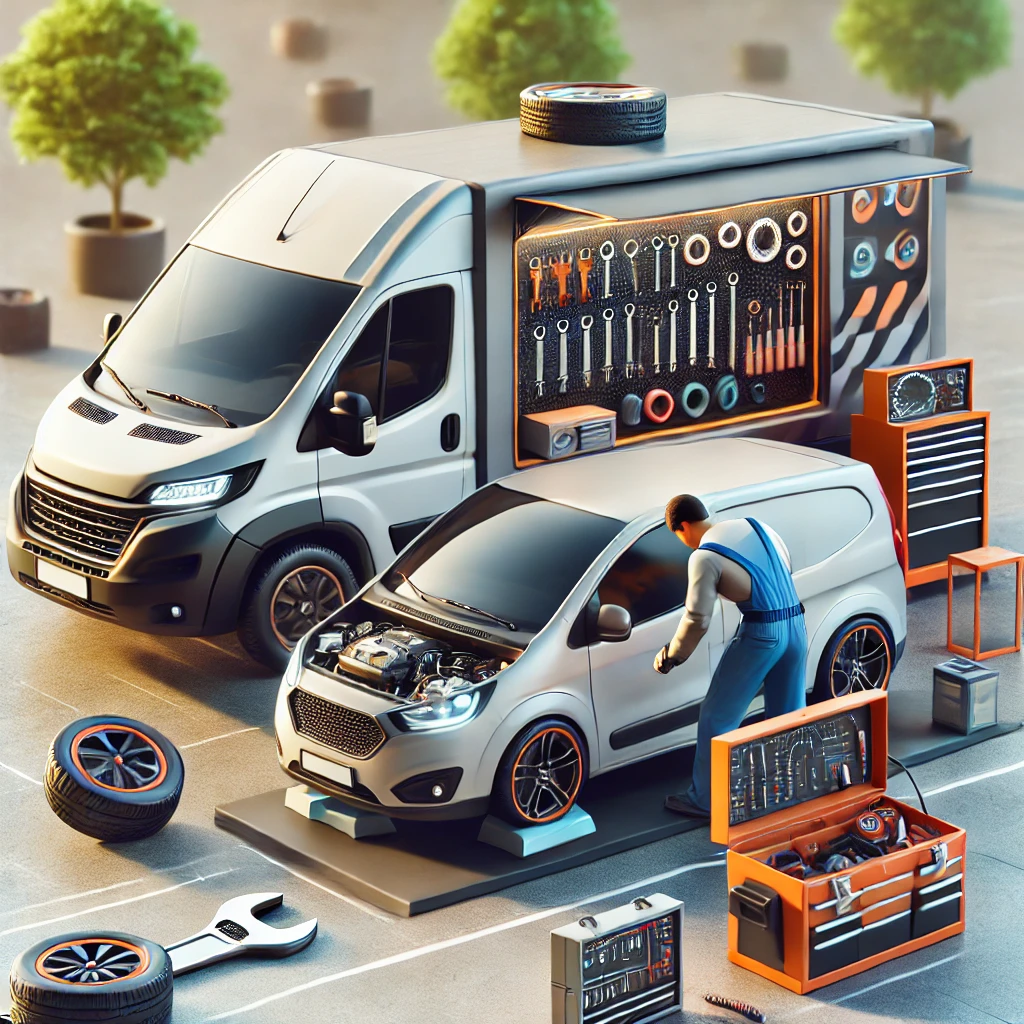 ورشة متنقلة الرياض - ميكانيكي سيارات متنقل يعمل على صيانة سيارة